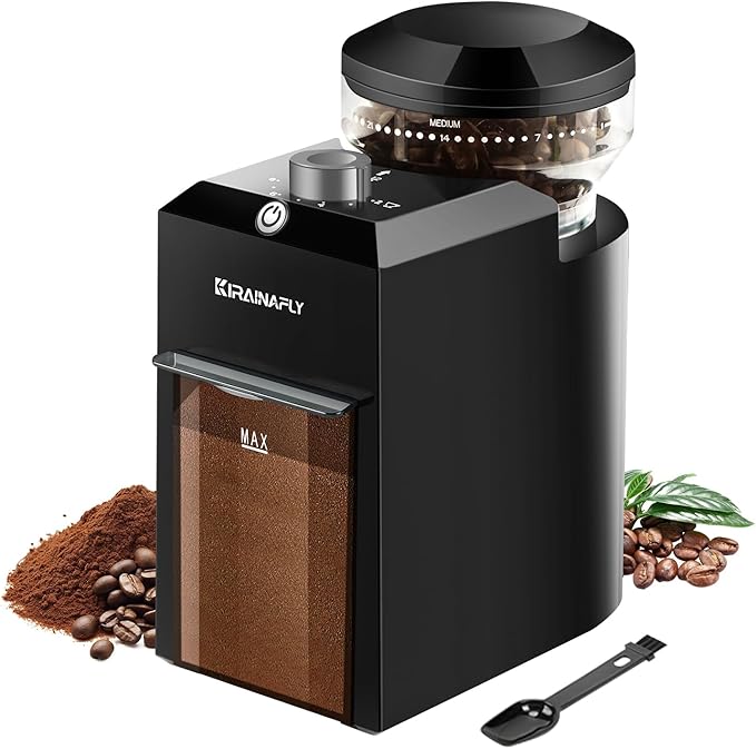 Electric Burr Coffee Grinder,Adjustable coffee grinder with 28 Precise Grind Setting for French Press, Drip Coffee and Espresso,12 Cups, (Black+Gray)