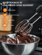 Immersion Blender Handheld GAVASTO Hand Blender,20 Speeds and Turbo Mode Hand Mixer, 3-in-1 Heavy Duty Copper Motor Stainless Steel
