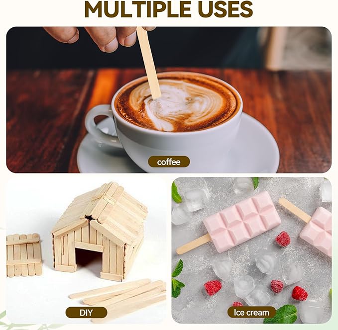 150 Count Bamboo Coffee Stirrer - Disposable 7 inches Long Wooden Stir Sticks for Coffee and Cocktails - Smooth, Splinter-Free Beverage Mixers - Ideal for Cafe, Bars and Drink Stations