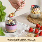 2 Pack 16oz Glass Jars with Bamboo Lids, Overnight Oats Containers with Airtight Lids, Storage Containers Wide Mouth Mason jars for Salad,Yogurt, Sugar, Snacks, Spices