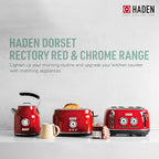 Haden Dorset 2 Slice Wide Slot Stainless Steel Toaster with Adjustable Browning Control & Non-Slip Feet, Rectory Red