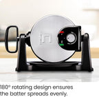 Chefman Rotating Belgian Waffle Maker, 180° Flip Iron w/ Non-Stick Plates, Adjustable Timer, Locking Lid, & Drip Plate, Space Saving Storage, Mess-Free Breakfast, Stainless Steel/Black