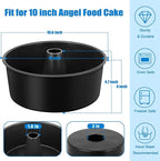 TeamFar 10 Inch Angel Food Cake Pan, Non-Stick Coating Stainless Steel Core Pound Cake Pan with Tube, Healthy & Heavy-Duty, One-piece & Hollow Design, Release Easily & Easy Clean, Set of 2