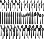 60 Pieces Black Silverware Set, Premium Stainless Steel Flatware Set for 12, Yoehka Mirror Polished Tableware Cutlery Set for Home and Restaurant, Include Knife/Spoon and Fork, Dishwasher Safe