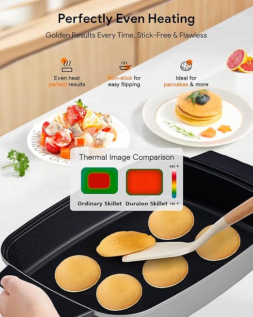 Nuwave Medley XL Digital Electric Skillet, Family Size Griddle w/Glass Lid, 2025 New & Improved Precision Heating, 100°-425°F, PFAS Free G11 Nonstick Ceramic Coating, Portable Hot Plate, 7qt Capacity