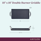 Anolon Advanced Home Hard Anodized Nonstick Double Burner Griddle with Roasting Rack, 10 Inch x 18 Inch, Moonstone