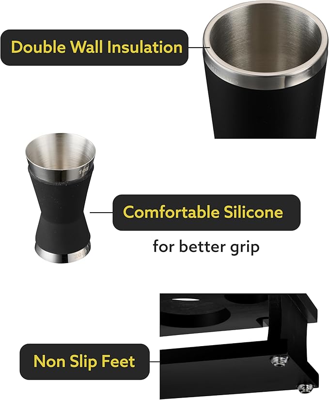 Excellent Grip Mixology Bartender Kit - Drink Mixer Set with All Essential Bar Accessories - Premium Bar Tool Set for The Ultimate Home Bar Experience, Housewarming Gifts New Home (Black)