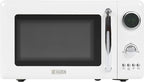 Haden 700 Watt 0.7 Cubic Foot Microwave Oven with Digital Controls, Defrost, and Instant Start Countertop Small Appliance, Ivory/Chrome