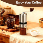 Ceramic Burr Manual Coffee Grinder with 6 Adjustable Coarseness Settings for Espresso Beans French Press Pour Over Drip Stainless Steel Hand Crank Coffee Mill for Home Use or Travel Camping