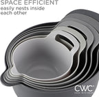 COOK WITH COLOR Nesting Plastic Mixing Bowl Set with Pour Spouts and Handles, Gray, 6 Piece Non-Slip