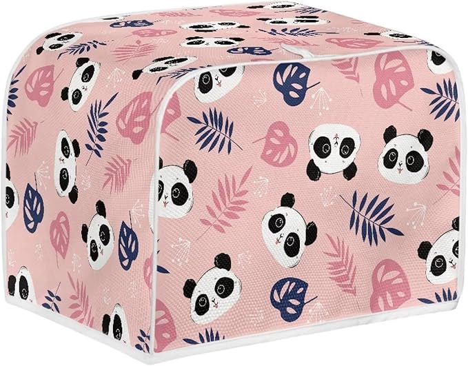 JEOCODY Toaster Cover 2 Slice Pink Panda Print Small Appliance Toaster Cover for Kitchen Keep Toaster Free From Dust And Fingerprint Machine Washable