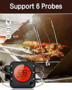 BFOUR Meat Thermometer Wireless Bluetooth, LCD Digital Meat Thermometer with Dual Probe, Wireless Remote BBQ Thermometer for Smoker Kitchen Cooking Grill Thermometer for Grilling BBQ Oven