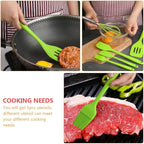 5pcs Silicone Kitchen Utensil Set Green, Nonstick Spatula, Scraper, Egg Whisk for Baking and Cooking Tools