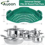 AUOON Clip On Strainer Silicone for All Pots and Pans, Pasta Strainer Clip on Food Strainer for Meat Vegetables Fruit Silicone Kitchen Colander (Sea Blue)