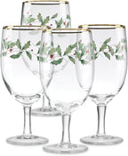Lenox 849606 Holiday 4-Piece Iced Beverage Glass Set, Christmas Dinnerware, Hosting