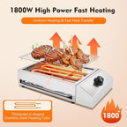Electric Indoor Outdoor Grill, 1800W Commercial Electric Grill with Removable Griddle, Adjustable Temperature 122F-572F, Stainless Steel Smokeless Indoor Grill for Party Cooking Home Commercial