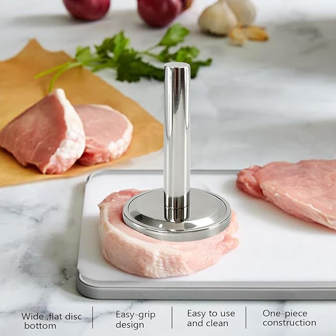 KAYCROWN Meat Tenderizer Hammer, Meat Pounder Flattener, Stainless Steel Kitchen Meat Mallet for Flattening Steak Beef Poultry, Meat Pounder Tenderizer, Chicken Flattener Tool