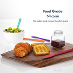 ChefAide 4 Pieces Silicone Spatula Set, Food Grade Rubber Spatula, Upgrade Strong Handle with Ergonomic Grip, Heat Resistant for Nonstick Cookware, Cooking