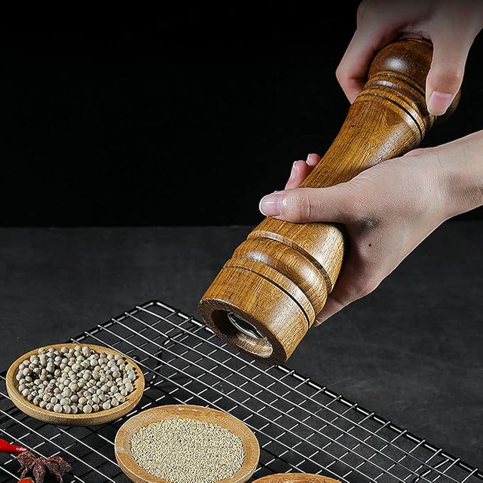 Wooden Pepper Mill Pepper Grinder Kit Manual mills Solid With Strong Adjustable Ceramic Grinders Set 8 Inches