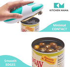 Kitchen Mama Auto Electric Can Opener: Open Your Cans with A Simple Press of Button - Automatic, Hands Free, Smooth Edge, Food-Safe, Battery Operated, YES YOU CAN (Teal)