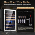 Wine Fridge,52-bottle Wine Cooler Refrigerators Freestanding Wine Refrigerator,(Bordeaux 750ml) Dual Zone Compressor Wine Chiller
