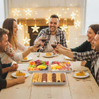 Lifewit Serving Tray for Party Supplies, Reusable Serving Platter for Catering, Snack, Fruit, Charcuterie, Appetizer, Plastic Food Trays, Hosting Essentials, BPA Free, White, 8 Pcs, Large(15" x 10")