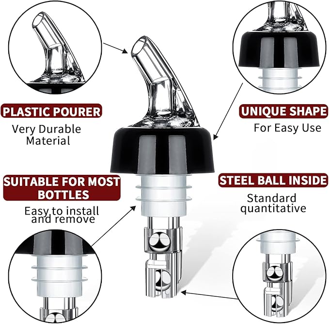 Automatic Measured Bottle Pourer - Quick Shot Spirit Measure Pourer Drinks Wine Cocktail Dispenser Home Bar Tools - 1oz/30ml (24 pack)