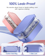 Adults Bento Box with Insulated Lunch Bag, 74oz Capacity 3 Stackable Leak-Proof Bento Box Built-In Utensil and Sauce, PFAS & BPA-Free, Microwave & Dishwasher Safe (Mist Purple)