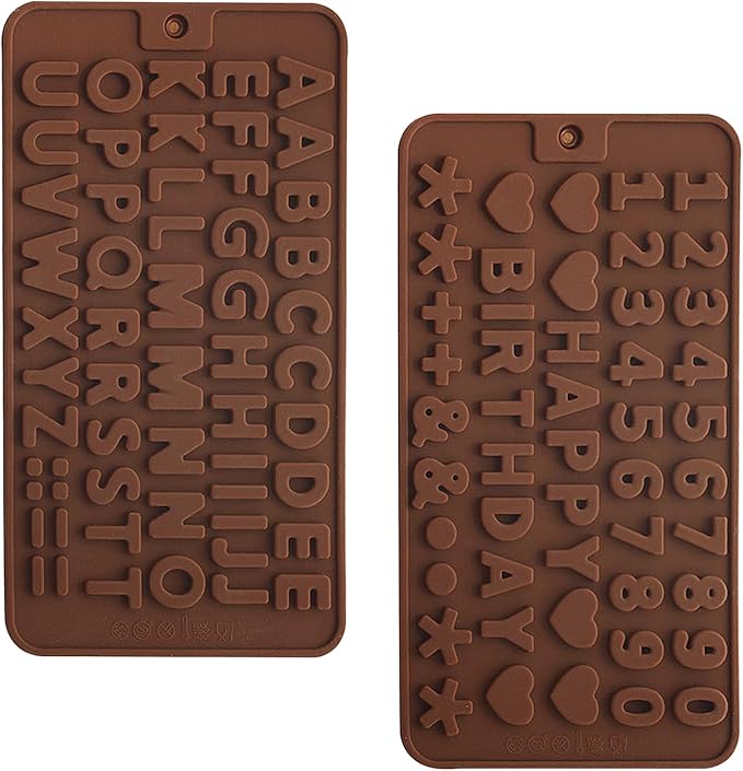 2 pcs Number Chocolate Molds and Letter Silicone Molds, kitchen utensils, cake cookies, ice cubes, chocolate resin candy making products