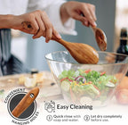 Zulay Kitchen Extra-Large 6-Piece Wooden Spoon Set - Smooth Teak Cooking Utensils - Comfort-Grip Non-Stick Turner, Spatula, Skimmer, Fork, Serving Spoon