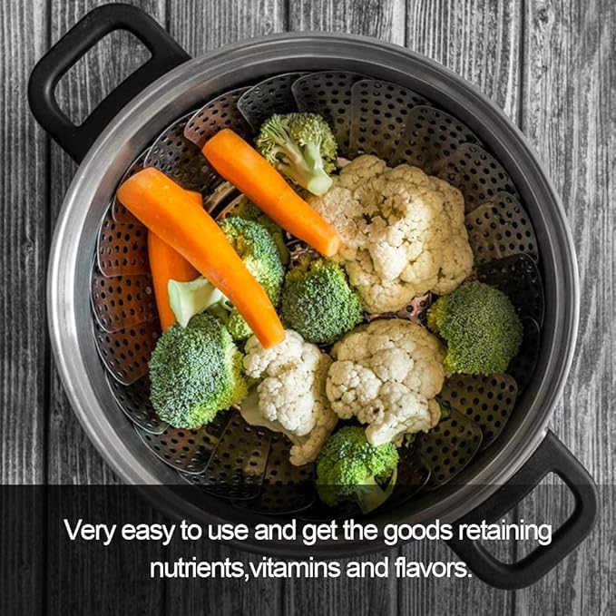 Vegetable Steamer Basket, Premium Stainless Steel Veggie Steamer Basket - Folding Expandable Steamers to Fits Various Size Pot Small by SAYFINE (5.5" to 9.2")