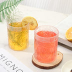 Qinyoung 24 Plastic Vintage Drinking Glasses 8.5oz Stemless Retro Embossed Wine Glasses Shatterproof Reusable Cups for Baby Shower Wedding Reception Grand Event Party (Clear)