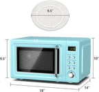 Moccha Retro Microwave, 0.7Cu.ft Compact Microwave, 700-Watt Countertop Microwave Ovens w/5 Micro Power, Delayed Start Function, LED Display, Child Lock, Small Microwave (Green)