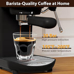 Espresso Machine with Steam Milk Frother Semi Automatic 20 Bar Compact Black with Touch Screen for home Cafetera Espresso, Latte, Cappuccino, Americano, Macchiato