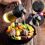 mqnxoi 2 in 1 Glass Oil Sprayer & Dispenser,16oz/470ml Olive Cooking, Air Fryer, and Salad, for Kitchen Gadgets and Air Fryer Accessories, w/Stickers (Black + White Bottle 2)