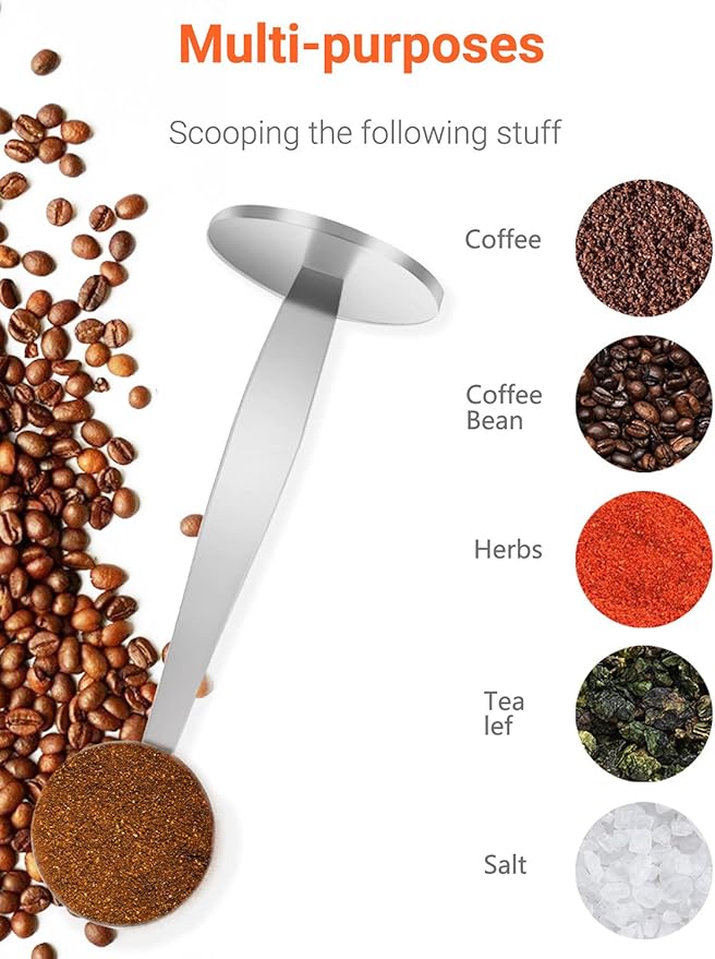 Two-in-One Stainless Steel Coffee Scoop Tamping Dual-Purpose Coffee Spoon Powder Hammer Tamper Multi Function Spoon Holder Coffee Tools for Measuring and Tamping