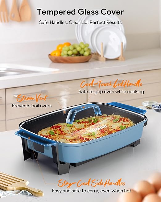 Nuwave Medley XL Digital Electric Skillet, Family Size Griddle w/Glass Lid, 2025 New & Improved Precision Heating, 100°-425°F, PFAS Free G11 Nonstick Ceramic Coating, Portable Hot Plate, 7qt Capacity