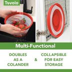 Tovolo Microwave Splatter Cover for Food, 3-Pack (Candy Apple Red) - Collapsible & Vented Silicone Splatter Guard Lid - Microwave Plate & Dish Cover with Handle - BPA-Free Kitchen Gadget for Meal Prep