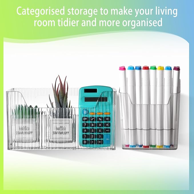 8 Pcs Storage Organizer Bins Wall Mounted Organizer Basket Plastic Cabinet Door Bins Stackable Hanging Baskets for Organizing for Wall Refrigerator Kitchen Bathroom Pantry(3.94'',Clear)