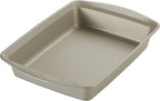 Rachael Ray Nonstick Bakeware Set without Grips includes Nonstick Baking Pan with Lid and Muffin Pan / Cupcake Pan - 3 Piece, Silver