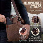 ASEBBO Insulated Lunch Bag 10L Sturdy Waxed Canvas Lunch Box for Men and Women, Leakproof Insulated Cooler Bag for Work Picnic Hiking, Lunchbox for Adults with Shoulder Strap (Brown)