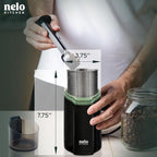 NELO 3.5oz One-Touch Coffee Grinder, Power Grind with Removable BPA Free Stainless Steel Dishwasher Safe Bowl, 15 Cups, Easy Use, 200 Watts, Electric Coffee Bean Grinder, Spice Grinder, Nuts, Black