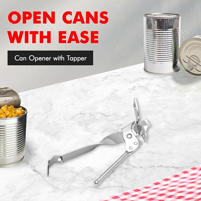 Chef Craft Select Can Opener with Tapper, 6.5 inches in length, Nickle Plated