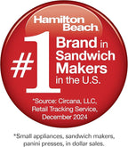 Hamilton Beach Dual Breakfast Sandwich Maker with Timer, Ready in 5 Minutes, Removable Dishwasher Safe PFAS-Free Non-Stick Egg Cooker Ring, Silver (25490MNA)