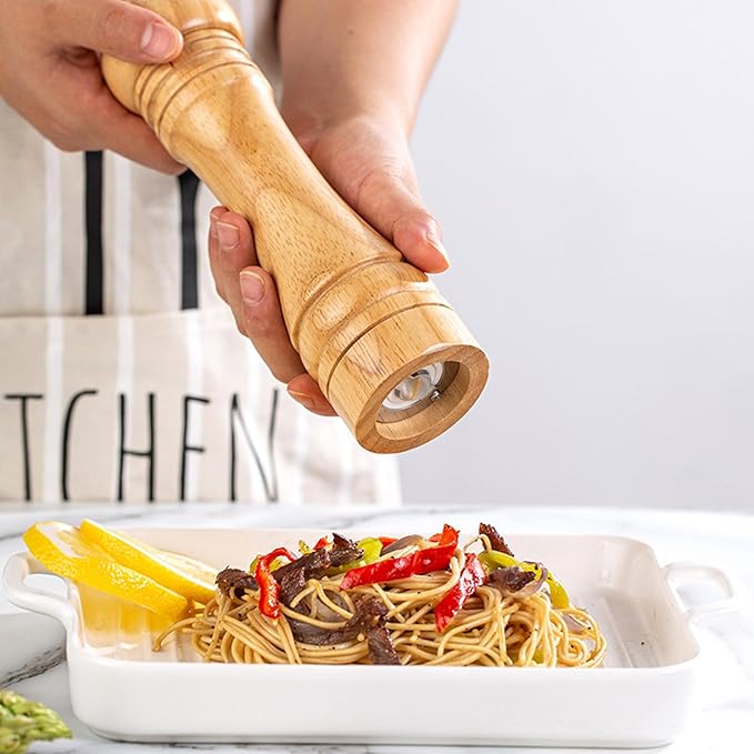 Wooden Pepper Grinder Pepper Mill Kit Manual Mills Solid with Strong Adjustable Ceramic Grinders for Grinding Spices, Cumin, Sesame, Paprika,