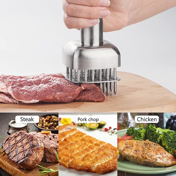 Meat Tenderizer Tool - Stainless Steel Meat Tenderizer Needle for Steak Beef Pork Chicken BBQ