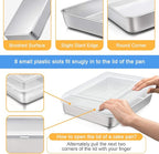 E-far Stainless Steel Baking Pan with Lid, 12⅓ x 9¾ x 2 Inch Rectangle Sheet Cake Pans with Covers Bakeware for Cakes Brownies Casseroles, Non-toxic & Healthy, Heavy Duty & Dishwasher Safe