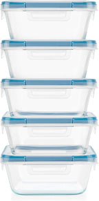 Snapware Total Solutions (10-Pack, 4 Cup) Glass Food Storage Containers Set, Airtight & Leakproof Locking BPA-Free Lids, Freezer Dishwasher Microwave Safe