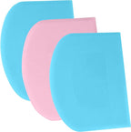 SURDOCA Dough Scraper Bench Scraper - 3P 13x7.9" Plastic Flexible Bowl Scraper, Sharp Edge & Angles Cake Scraper. Non-Slip Bakeware Decorating Tools Sculpting & Modeling Tools - Blue+Pink+Blue