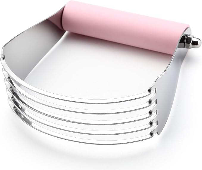 Spring Chef Large Dough Blender For Baking, Professional Dough Cutter Tool, Stainless Steel Puff Pastry Cutter Tool, Dishwasher Safe Pastry Blender for Easy Mixing - Pink Lemonade